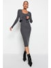 trendyol Sukienka dzianinowa w kolorze antracytowym