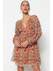trendyol Kleid in Orange/ Blau