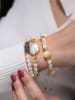 Pierres de Jade 3er-Set: Vergold. Armbänder mit Perlen und Edelsteinen