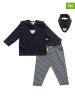 Steiff 3-delige outfit donkerblauw/wit