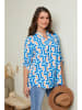 Curvy Lady Bluse in Blau/ Weiß