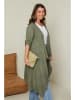 Curvy Lady Leinen-Cardigan in Khaki