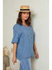 Curvy Lady Leinen-Bluse in Blau