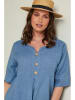 Curvy Lady Leinen-Bluse in Blau
