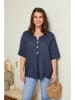 Curvy Lady Lniana bluzka w kolorze granatowym