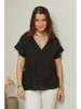 Curvy Lady Lniana koszulka w kolorze czarnym