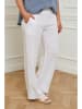 Curvy Lady Lniane spodnie "Valencia" w kolorze białym