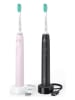 PHILIPS sonicare Schallzahnbürsten-Doppelpack "Serie 3100" in Rosa/ Schwarz
