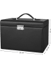 Songmics Schmuckkästchen in Schwarz/ Beige - (B)26 x (H)17 x (T)18 cm