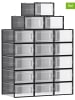 Songmics 18-delige set: schoenenboxen transparant/zwart - (B)23 x (H)14 x (D)33,3 cm