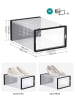 Songmics 18-delige set: schoenenboxen transparant/zwart - (B)23 x (H)14 x (D)33,3 cm
