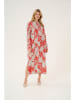 Kaffe Kleid in Rot/ Hellgrau