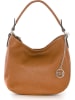 Mia Tomazzi Skórzana torebka "Molise" w kolorze jasnobrązowym - 30 x 20 x 8 cm