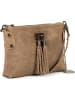Mia Tomazzi Leren schoudertas "Navigli" taupe - (B)22 x (H)15 x (D)4 cm