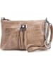 Mia Tomazzi Leder-Umhängetasche "Abano" in Taupe - (B)23 x (H)16 x (T)2 cm