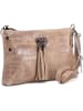 Mia Tomazzi Leder-Umhängetasche "Abano" in Taupe - (B)23 x (H)16 x (T)2 cm