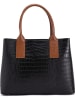 Mia Tomazzi Leder-Henkeltasche "Monviso" in Schwarz/ Hellbraun - (B)33 x (H)25 x (T)14 cm