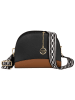 Mia Tomazzi Leren schoudertas zwart/cognackleurig - (B)26 x (H)20 x (D)8 cm