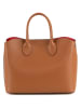 Mia Tomazzi Leder-Henkeltasche in Cognac - (B)32 x (H)26 x (T)16 cm