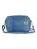 Mia Tomazzi Leren schoudertas blauw - (B)21 x (H)14 x (D)8 cm