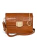 Mia Tomazzi Leren schoudertas lichtbruin - (B)22 x (H)16 x (D)9 cm