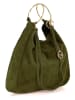 Mia Tomazzi Leren schoudertas ''Tarabella'' groen - (B)34 x (H)30 x (D)11 cm