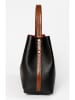 Mia Tomazzi Leder-Henkeltasche "Fusetti" in Schwarz - (B)34 x (H)25 x (T)13 cm
