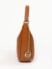 Mia Tomazzi Leder-Schultertasche "Cabrini" in Hellbraun - (B)28 x (H)20 x (T)8 cm