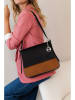 Mia Tomazzi Leder-Umhängetasche "Viminale" in Schwarz/ Cognac - (B)30 x (H)24 x (T)8 cm