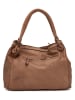 Melina C Leder-Schultertasche "Cordenons" in Taupe - (B)37 x (H)23 x (T)14 cm
