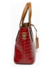Lia Biassoni Leren schoudertas "Acco" rood/lichtbruin - (B)32 x (H)22 x (D)12 cm