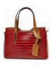 Lia Biassoni Skórzana torebka "Acco" w kolorze czerwono-jasnobrązowym - 32 x 22 x 12 cm