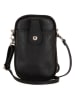 Pia Sassi Leder-Handytaschetasche "Serrottini" in Schwarz - (B)11 x (H)19 x (T)2 cm