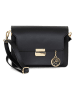 Pia Sassi Leder-Umhängetasche "Carbonara" in Schwarz - (B)23 x (H)17 x (T)10 cm