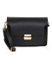 Pia Sassi Leder-Umhängetasche "Carbonara" in Schwarz - (B)23 x (H)17 x (T)10 cm