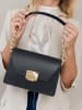Lia Biassoni Leder-Schultertasche "Roglio" in Schwarz - (B)23 x (H)17 x (T)11 cm