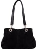 Lia Biassoni Leder-Schultertasche "Alvo" in Schwarz - (B)32 x (H)20 x (T)14 cm