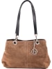 Lia Biassoni Leder-Schultertasche in Taupe - (B)32 x (H)20 x (T)14 cm