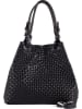 Lia Biassoni Leder-Schultertasche "Basentello" in Schwarz - (B)34 x (H)29 x (T)21 cm