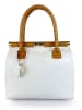 Lia Biassoni Leder-Henkeltasche "Angitola" in Weiß - (B)38 x (H)28 x (T)15 cm