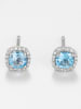DIAMANTA Weißgold-Ohrstecker "Popi Coussin Topaze Bleue" mit Diamanten