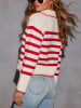 Milan Kiss Pullover in Creme/ Rot