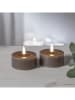 STAR Trading 2er-Set: LED-Echtwachs-Kerzen "Flamme Flow T-Light" in Taupe - (H)5,5 cm