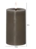 STAR Trading LED-Echtwachs-Kerze "Flamme Flow Pillar" in Taupe - (H)15 cm