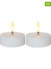 STAR Trading 2-delige set: ledtheelichten "Flame" wit - (H)5,5 x Ø 5,8 cm