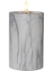 Best Season Ledkaars "Flame Marble" grijs - (H)15 x Ø 7,5 cm