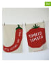 Madre Selva 3er-Set: Geschirrtücher "Tomato" in Beige/ Rot - (L)70 x (B)50 cm