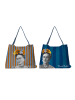 Madre Selva 2-delige set: shoppers blauw/oranje - (B)65 x (H)45 cm