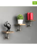 Evila 3er-Set: Wandregale "Raf005" in Walnuss - (B)15 x (H)15 x (T)15 cm