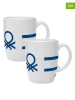 Benetton 2er-Set: Tassen in Weiß/ Blau - 350 ml